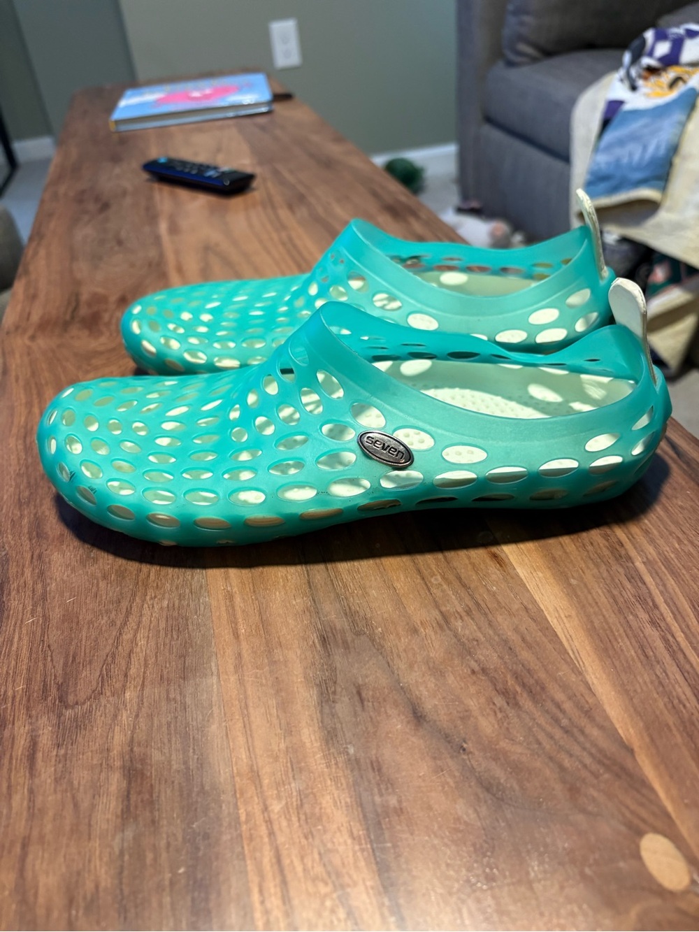 Seven Green Turquoise Jelly Shoes Clogs Size 7-8